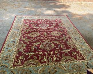 #122	Machine Made Burgandy Baby Blue Rug - 94x129 (as is needs cleaning)	 $30.00 