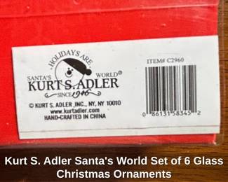 Kurt S. Adler Santas World Set of Glass Christmas Ornaments third image