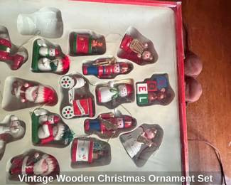 Vintage Wooden Christmas Ornament Set second image
