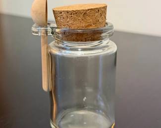 Miniature Glass Jar with Cork Stopper and Wooden Spoon