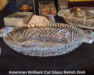 American Brilliant Cut Glass Relish Dish