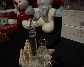 Snowman Bubble Night Light with Bottle Brush Trees and Angel second image