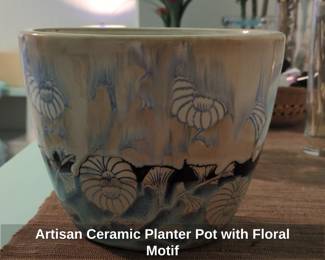 Artisan Ceramic Planter Pot with Floral Motif second image
