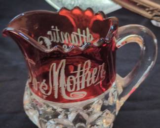 Victorian Ruby Flash Glass Creamer and Sugar Set  Atlantic City For Mother third image