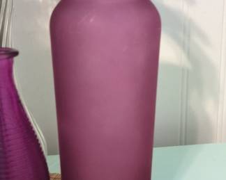 Frosted Glass Vase  Plum Color