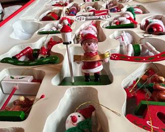 Vintage Wooden Christmas Ornament Set fifth image