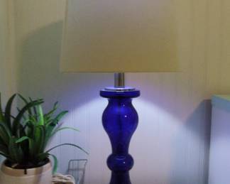 Cobalt Blue Blenko Glass Table Lamp