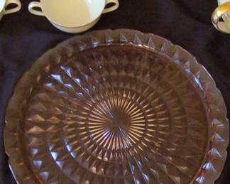 Pink Depression Glass Jeannette Windsor Diamond Platter