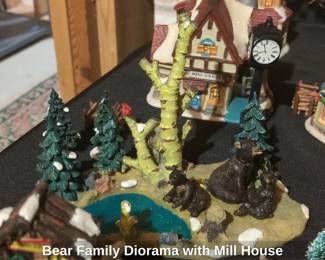 Bear Family Diorama with Mill House
