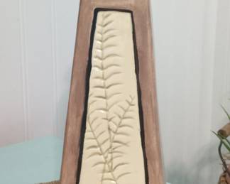 MidCentury Modern Ceramic Vase with Fern Motif by Potsalot Pottery