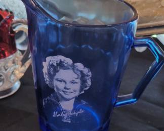 Shirley Temple Cobalt Blue Glass Pitcher or Creamer