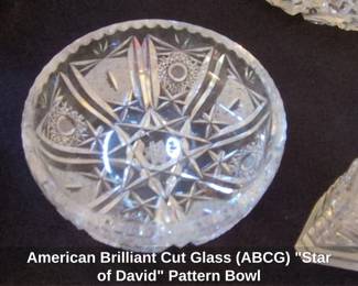 American Brilliant Cut Glass ABCG Star of David Pattern Bowl