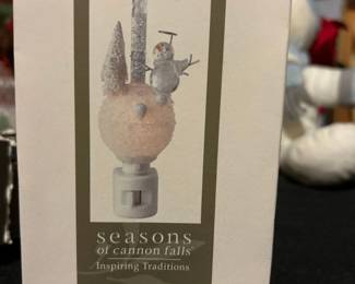 Snowman Bubble Night Light with Bottle Brush Trees and Angel fourth image