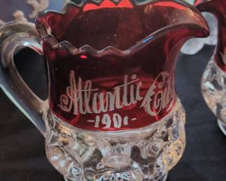 Victorian Ruby Flash Glass Creamer and Sugar Set  Atlantic City For Mother second image