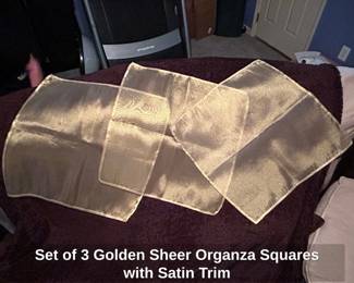 Set of Golden Sheer Organza Squares with Satin Trim second image