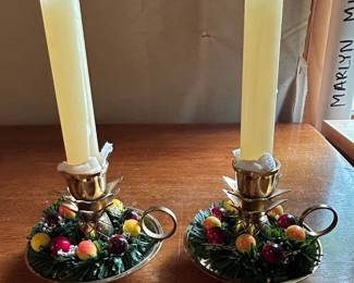 Vintage Christmas Fruit Candlestick Holders Set of 