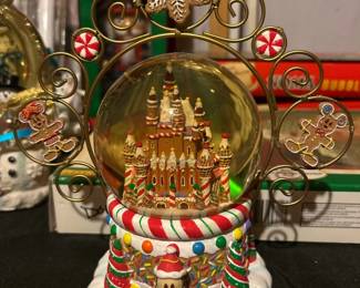 Disney Mickey and Minnie Mouse Happy Holidays Gingerbread Castle Snow Globe second image