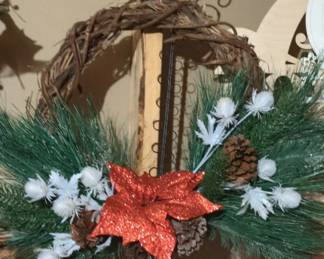 Grapevine Christmas Wreath with Poinsettia, Pinecones, and Thistle Accents