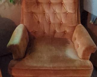 Burnt Orange Velvet Swivel Armchair