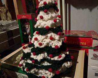 Crocheted Christmas Tree with PomPom Ornaments
