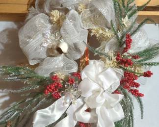 Winter Berry and Pine Wreath with White Bow