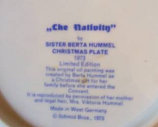 Sister Berta Hummel The Nativity Christmas Plate second image