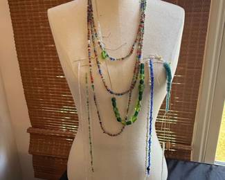 Assorted Beaded Necklaces with Glass Beads and Faux Pearls