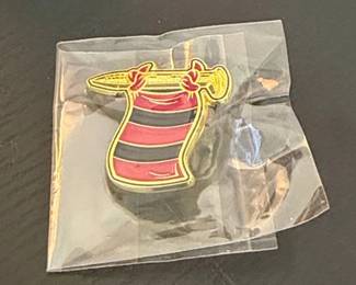 Vintage Enamel Lapel Pin with Scroll and Trumpet Design
