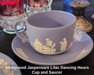 Wedgwood Jasperware Lilac Dancing Hours Cup and Saucer