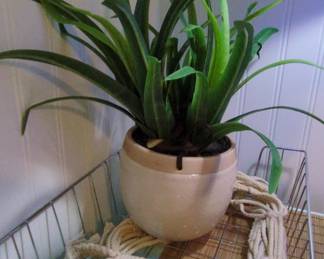 Artificial Snake Plant in Ceramic Pot with Macrame Hanger
