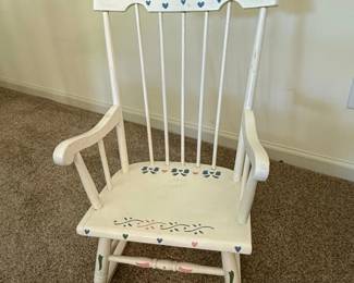 Childs Rocking Chair with HandPainted Floral and Heart Motifs