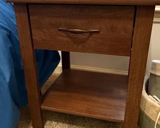 Wooden Nightstand with Drawer and Shelf