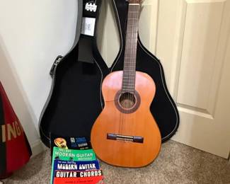 Classical Acoustic Guitar with Cases and Music Books