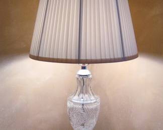 Cut Crystal Table Lamp with Fan and Floral Etching