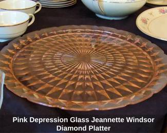 Pink Depression Glass Jeannette Windsor Diamond Platter second image