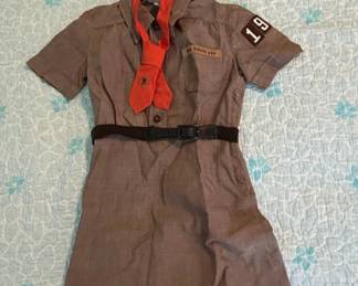 Vintage Girl Scout Brownie Uniform with Beret and Tie