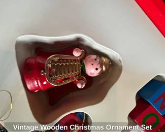 Vintage Wooden Christmas Ornament Set fourth image