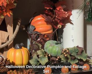 Halloween Decorative Pumpkin and Foliage Set