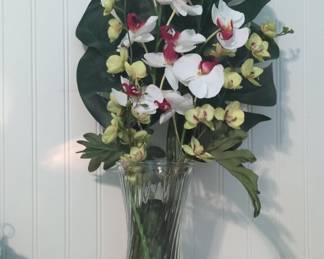 Artificial Orchid Arrangement in Glass Vase