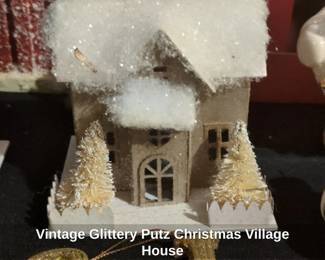 Vintage Glittery Putz Christmas Village House