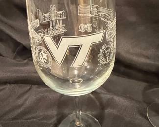 Virginia Tech Hokies Etched Wine Glasses Set of  second image