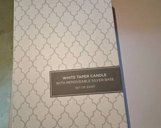 White Taper Candles with Removable Silver Base and Remote second image