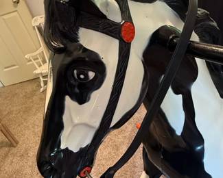 Vintage Black and White Rocking Horse Toy