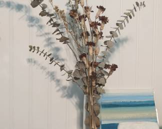 Dried Eucalyptus and Mixed Botanicals Arrangement in Glass Vase