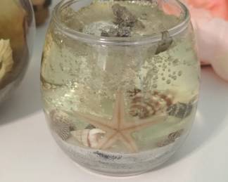 Seashell and Starfish Gel Candle in Glass Tumbler