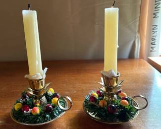 Vintage Christmas Fruit Candlestick Holders Set of  second image