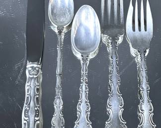 Gorham Sterling Silver Five Piece Place Setting in the Strasbourg pattern.   One of Eight place seetings.  