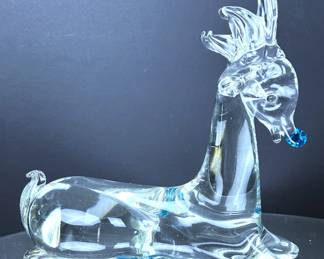 Mid Century Handblown Art Glass Deer