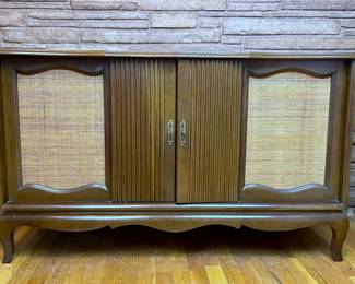 Mid Century Stereo Console by  AMEX with a Garrard Turntable 