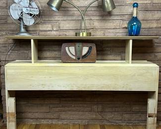 Mid Century 1950s Bookcase Headboard with 'Limed Oak' finish 